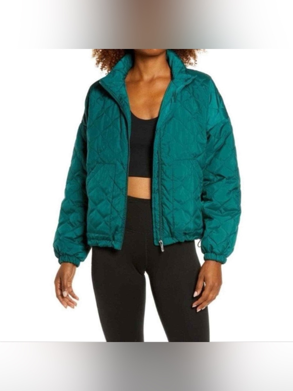 Zella by Nordstrom green quilted light jacket size large